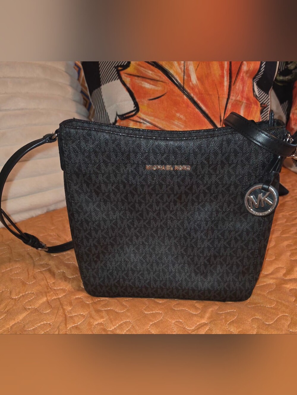 Michael Kors Black Logo-Print Crossbody Bag